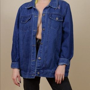 vintage butterfly embroidered jean jacket size m